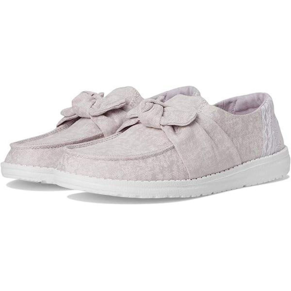 HEYDUDE Women's Wendy Bow Shimmer Shoes in Silver sz‎ 6